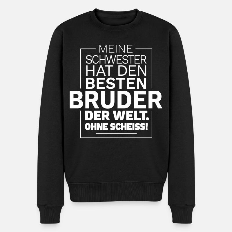 Meine Schwester hat den besten Bruder der Welt - Männer Premium Bio Pullover - Schwarz