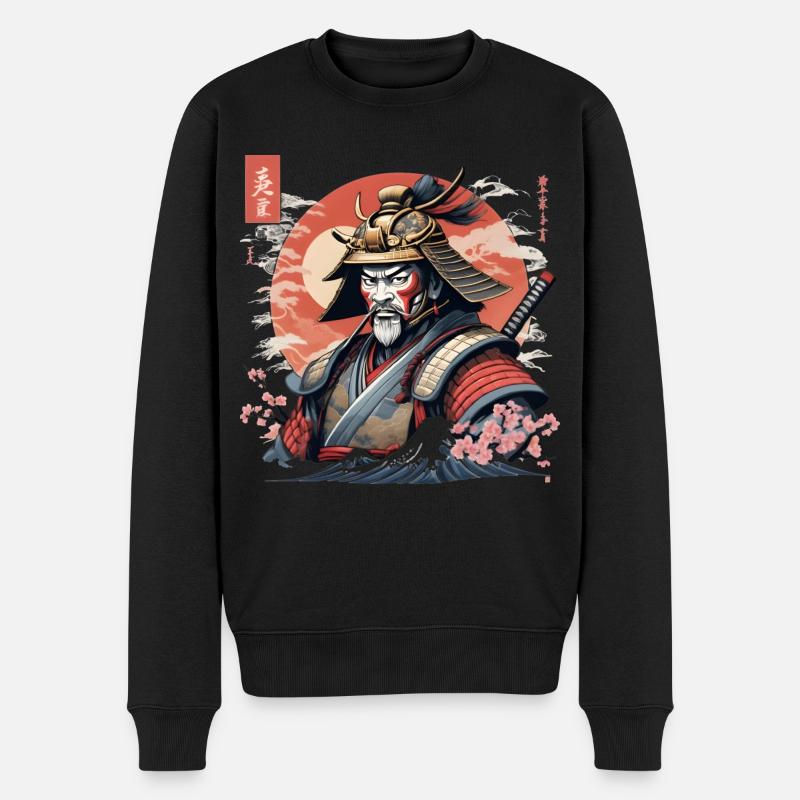 Japanischer Samurai - Männer Premium Bio Pullover - Schwarz