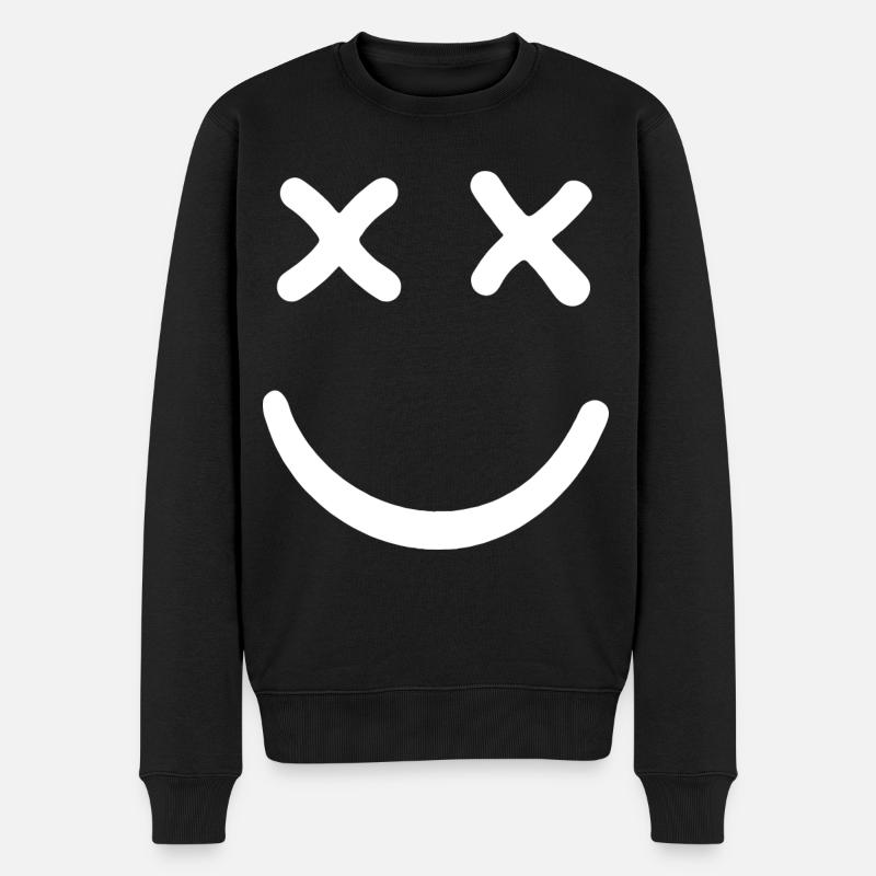 Dead Smiley Crossed Eyed Smiley - Männer Premium Bio Pullover - Schwarz