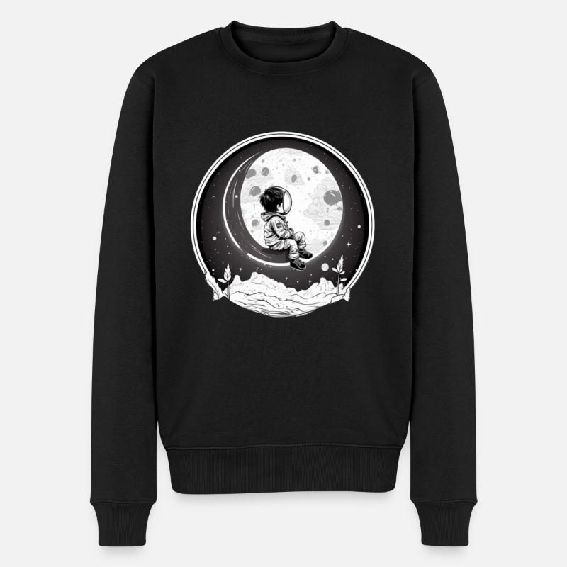Kind Astronaut sitzt auf dem Mond - Männer Premium Bio Pullover - Schwarz