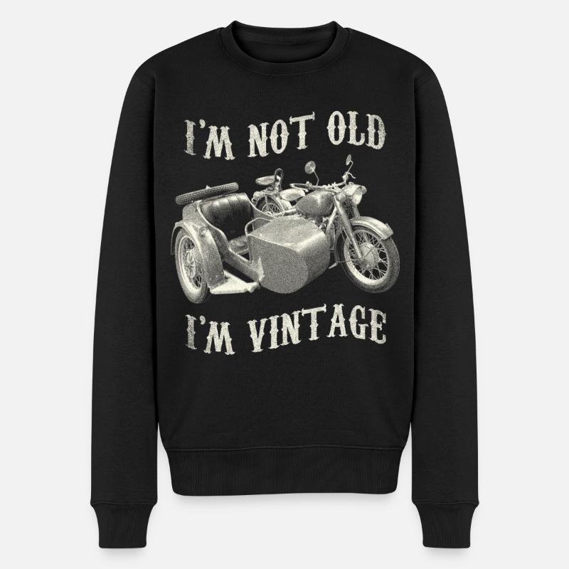 Ich bin nicht alt, ich bin Vintage-Motorradgrafik - Männer Premium Bio Pullover - Schwarz