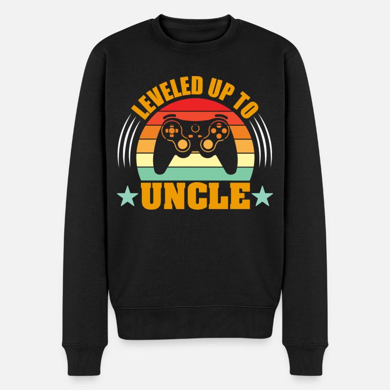 Leveled Up to Uncle est 2024 funny Uncles Quotes - Männer Premium Bio Pullover - Schwarz