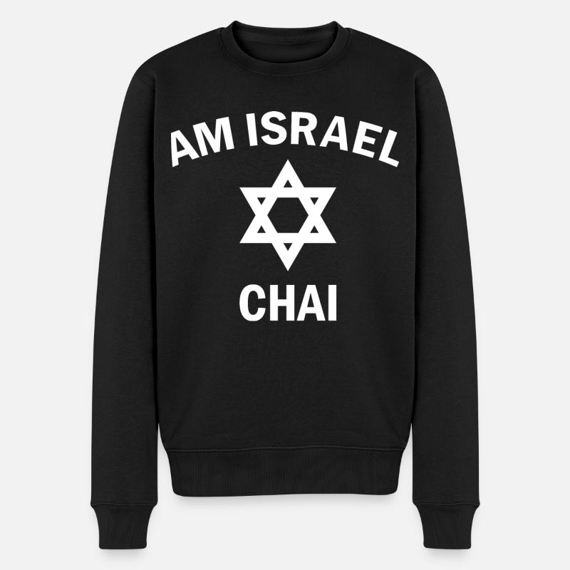 Am Israel chai es lebe Israel Spruch - Männer Premium Bio Pullover - Schwarz