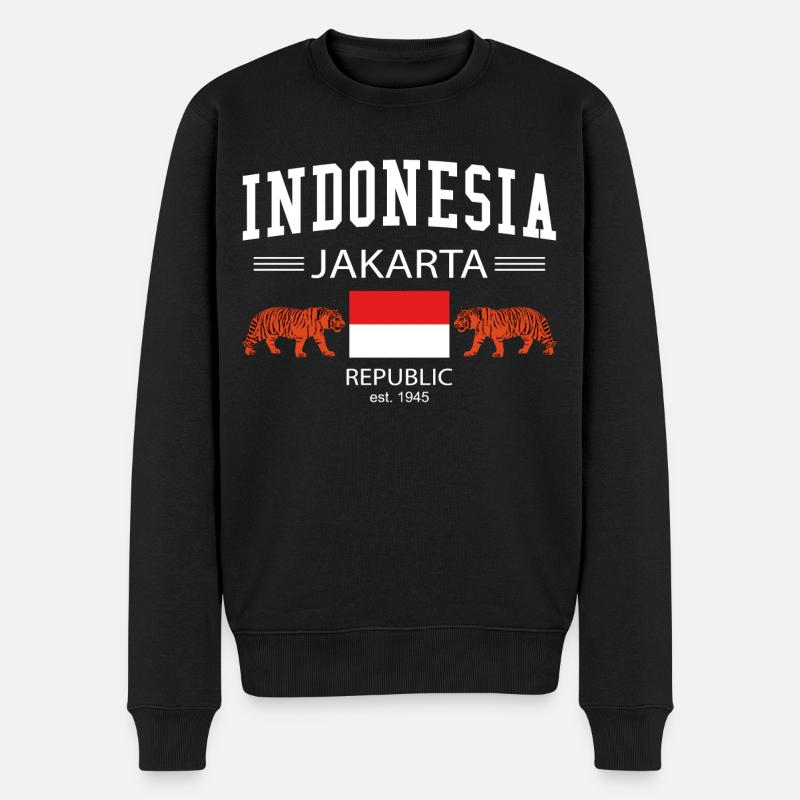 Indonesia - Männer Premium Bio Pullover - Schwarz