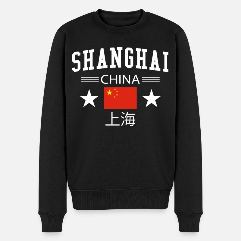 Shanghai - Männer Premium Bio Pullover - Schwarz
