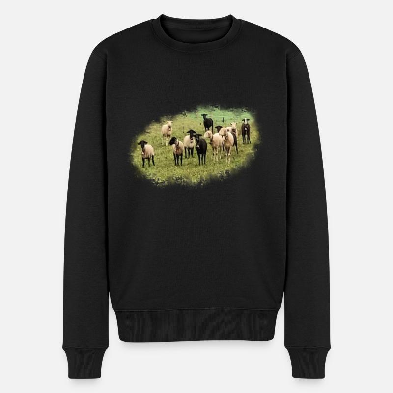 Schafe - Männer Premium Bio Pullover - Schwarz