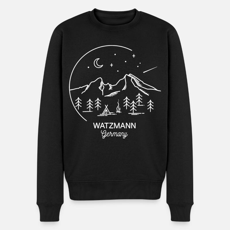 Watzmann Überschreitung Souvenir Berg Line Art - Männer Premium Bio Pullover - Schwarz