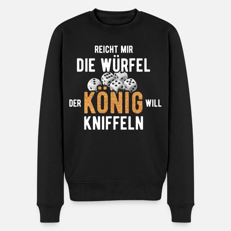 Kniffel Der König Will Kniffeln - Männer Premium Bio Pullover - Schwarz