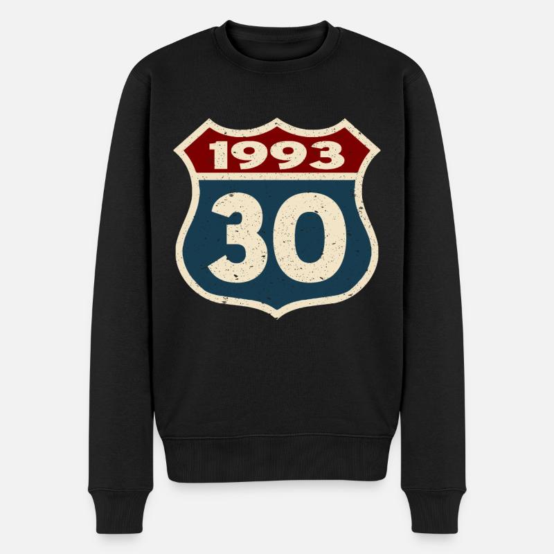 30 Jahre alt - Geburtstag 1993 - 1993 geboren - Männer Premium Bio Pullover - Schwarz