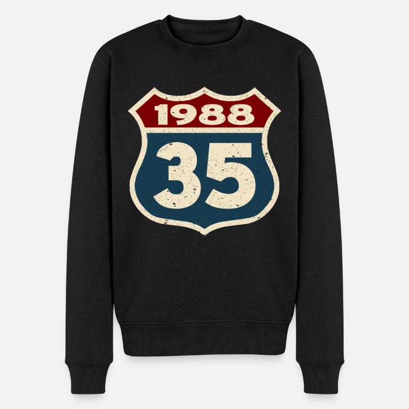 35 Jahre alt - Geburtstag 1988 - 1988 geboren - Männer Premium Bio Pullover - Schwarz