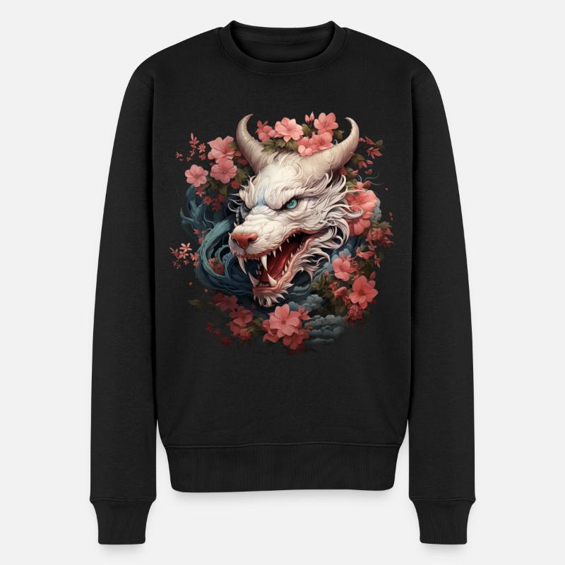 Chinesischer Drache Blumen C-drama Xianxia Wuxia - Männer Premium Bio Pullover - Schwarz