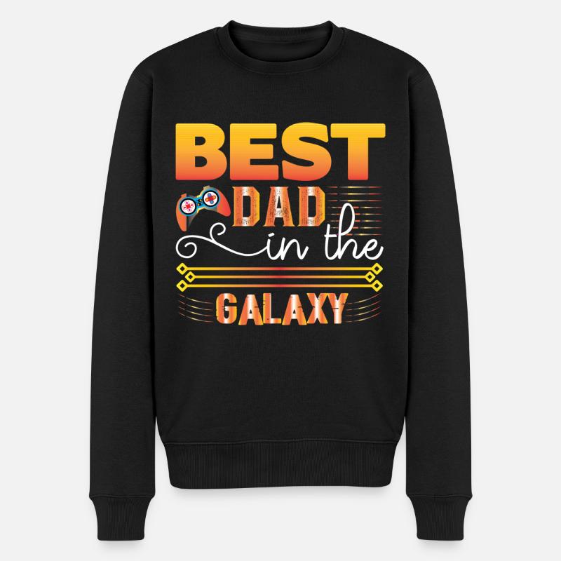 Bester Vater in der Galaxie - Männer Premium Bio Pullover - Schwarz