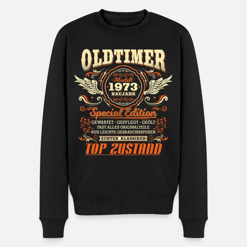 Oldtimer Baujahr 1973 Jahrgang Geburtstag Geschenk - Männer Premium Bio Pullover - Schwarz