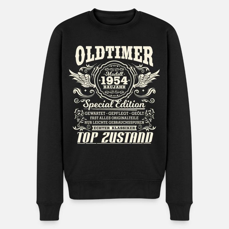 Oldtimer Baujahr 1954 Jahrgang Geburtstag Geschenk - Männer Premium Bio Pullover - Schwarz