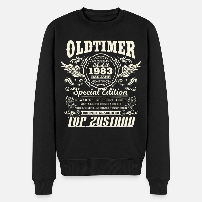 Oldtimer Baujahr 1983 Jahrgang Geburtstag Geschenk - Männer Premium Bio Pullover - Schwarz
