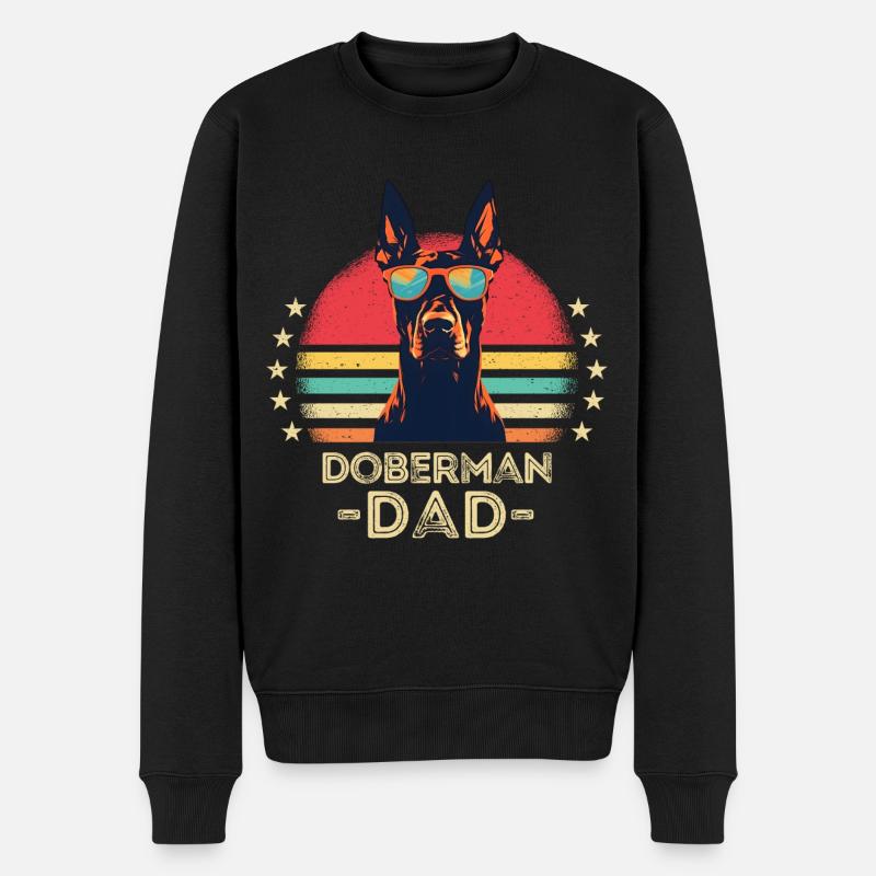 Dobermann mit sonnenbrille retro - Männer Premium Bio Pullover - Schwarz