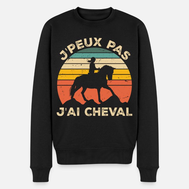 J'Peux Pas J'ai Cheval Animal Equitation - Pull Premium bio Homme - noir
