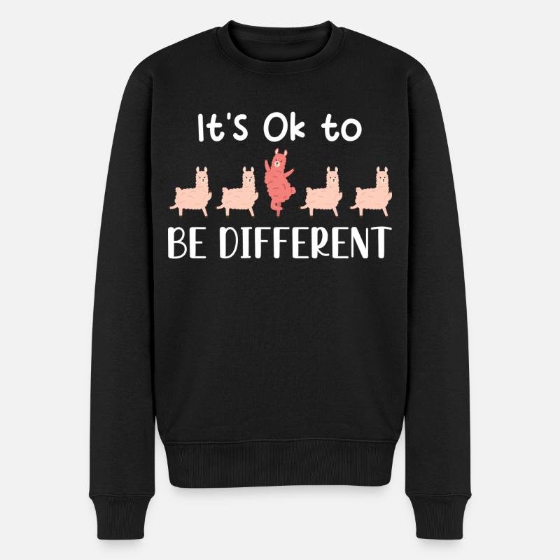 Its ok to be different funny Llamas Alpacas dance - Männer Premium Bio Pullover - Schwarz