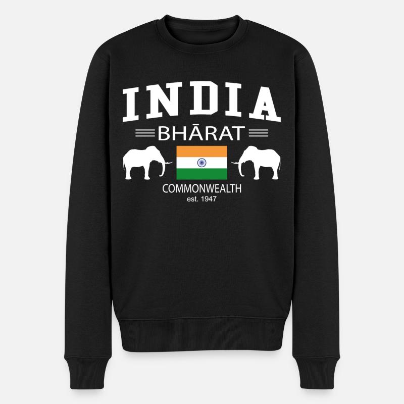 India - Männer Premium Bio Pullover - Schwarz
