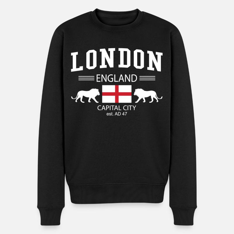 London - Männer Premium Bio Pullover - Schwarz