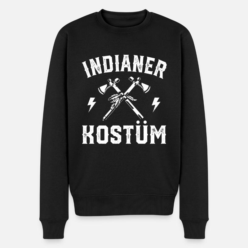 Das ist mein Indianer Kostüm Lustig Halloween - Männer Premium Bio Pullover - Schwarz
