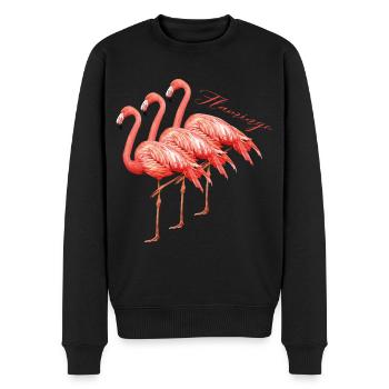 Flamingo Flamingos rosa Wasservögel - Männer Premium Bio Pullover - Schwarz - Vorne - Nico (187cm)
