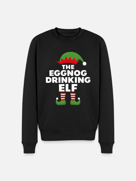 The Eggnog Drinking Elf - Men's Premium Organic Jumper - black