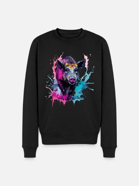 Sanglier à l’aquarelle - Pull Premium bio Homme - noir