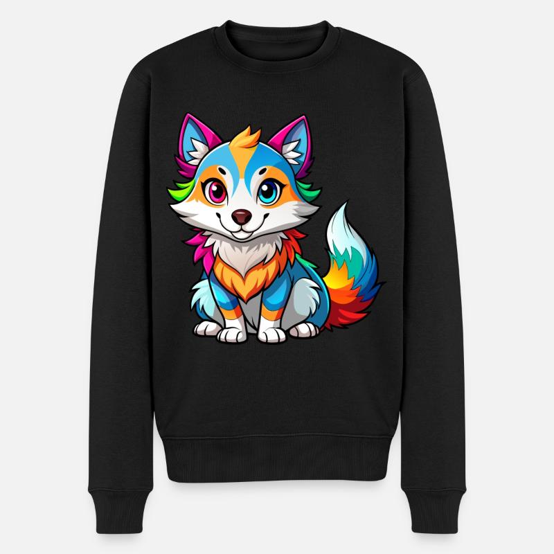 Bébé loup coloré - Pull Premium bio Homme - noir