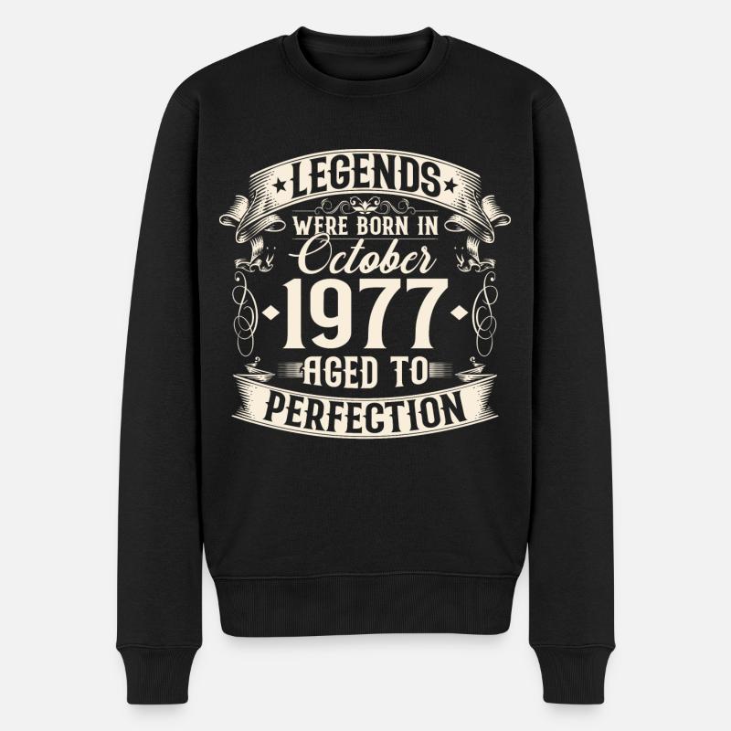Oktober Jahrgang 1977 geboren Legenden Geburtstag - Männer Premium Bio Pullover - Schwarz
