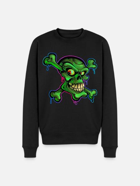 Pirate Skull Cartoon Graffiti - Men's Premium Organic Jumper - black