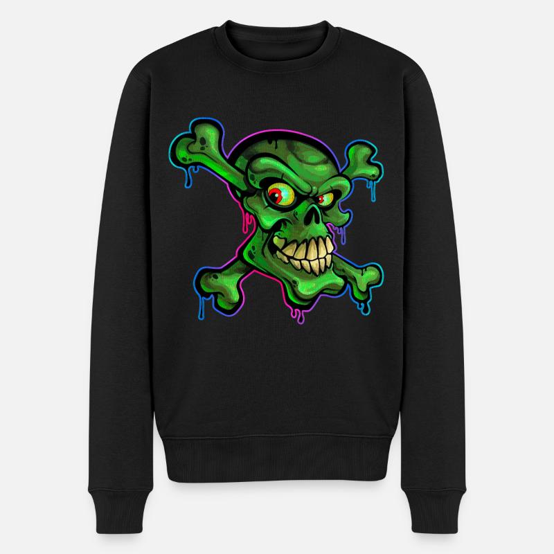 Pirate Skull Cartoon Graffiti - Men's Premium Organic Jumper - black