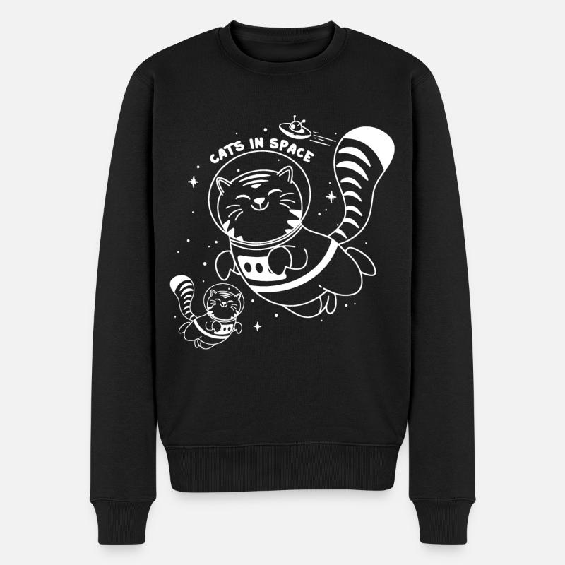 Cats In Space - Katze Astronaut süß lustig Print - Männer Premium Bio Pullover - Schwarz