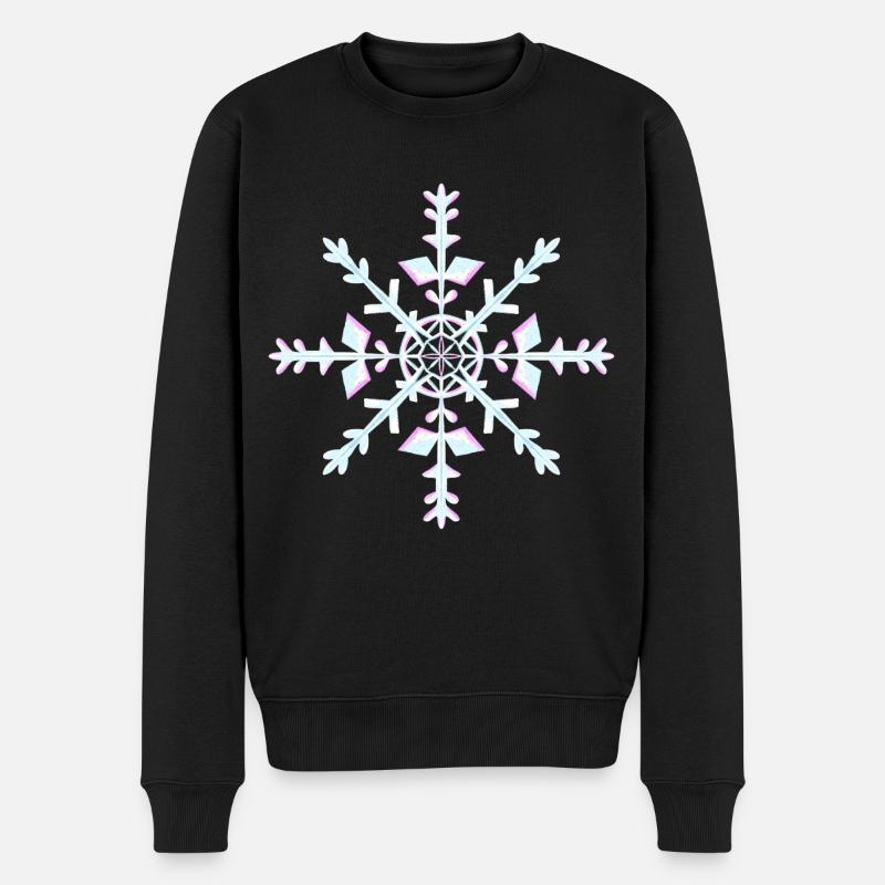 Eiskristall / Schneeflocke - Männer Premium Bio Pullover - Schwarz