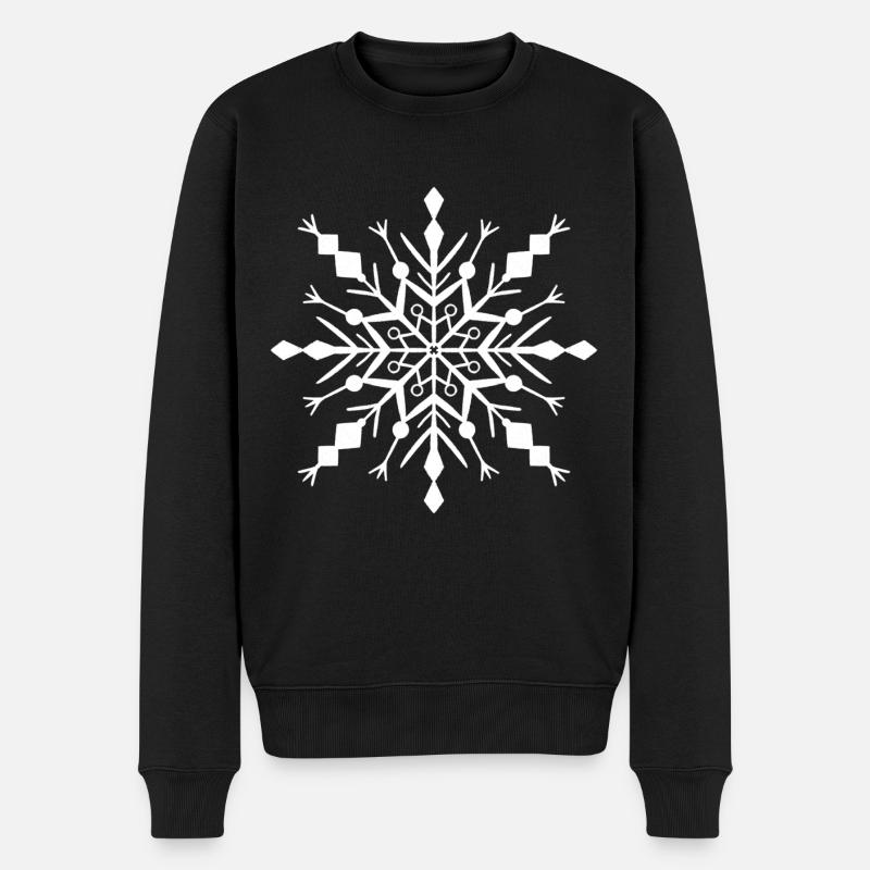 Schneeflocke / Snowflake - Männer Premium Bio Pullover - Schwarz