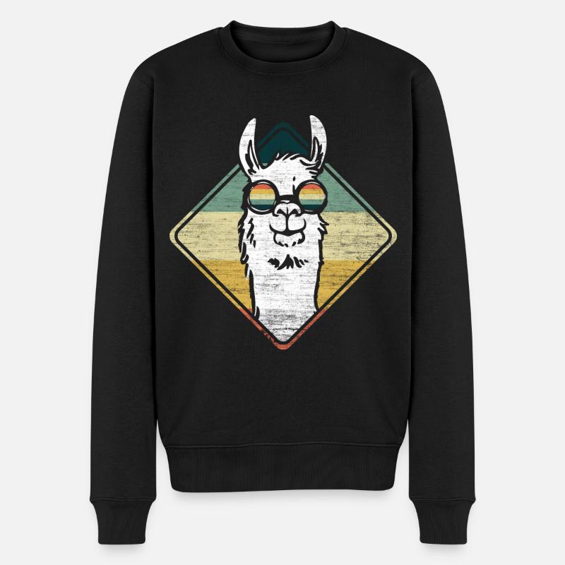Lama Llama Alpaka - Männer Premium Bio Pullover - Schwarz
