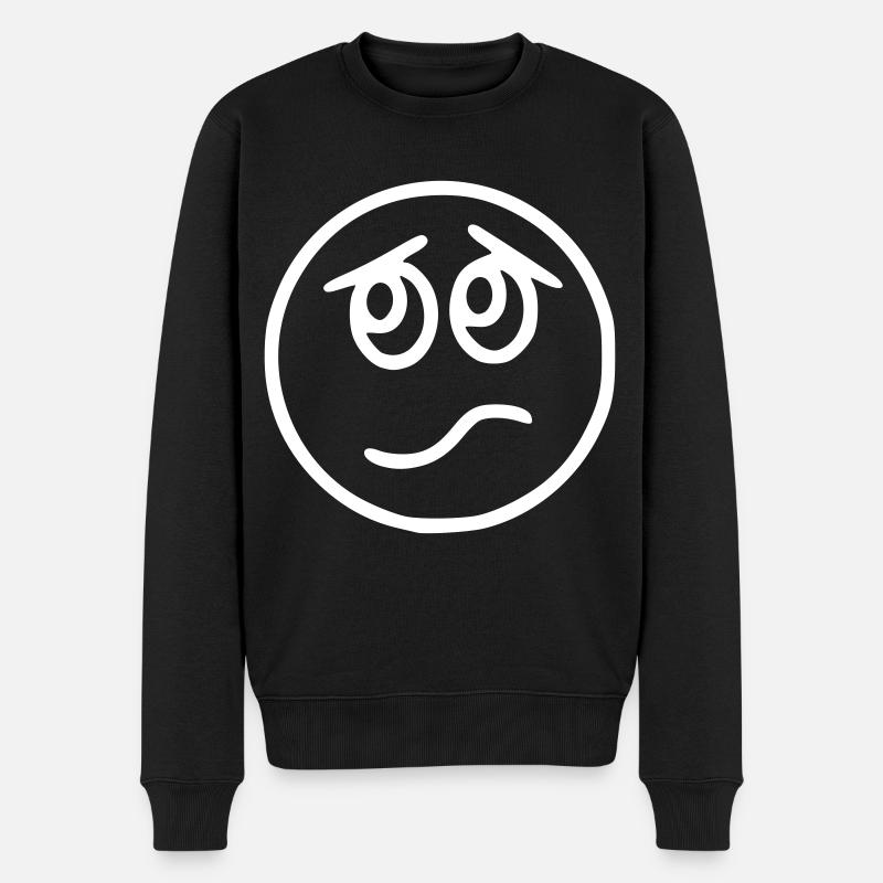 Emoji sketch blanc nerveux - Pull Premium bio Homme - noir