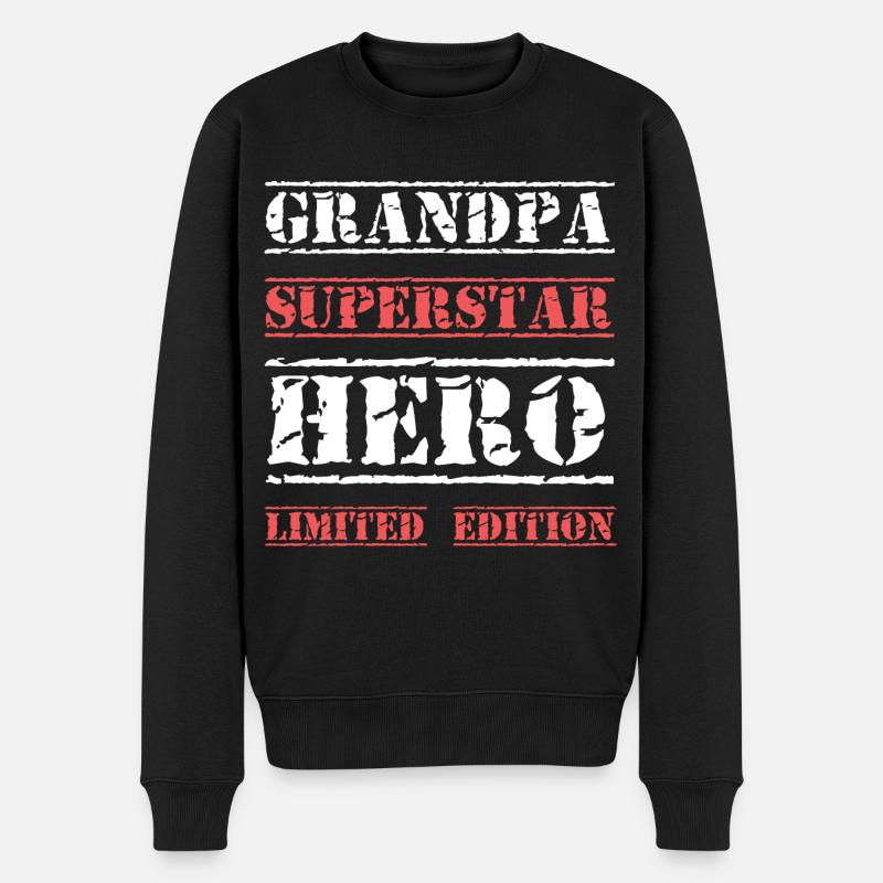 Bester Opa Star Spruch - Männer Premium Bio Pullover - Schwarz