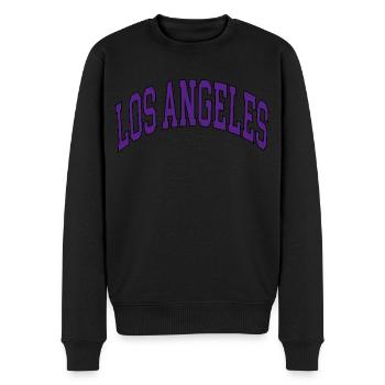 Los Angeles - Männer Premium Bio Pullover - Schwarz - Vorne - Nico (187cm)