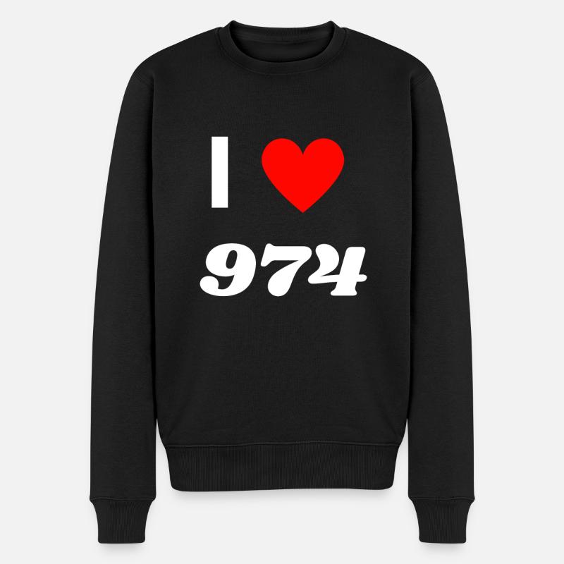 Ich liebe 974 - Männer Premium Bio Pullover - Schwarz