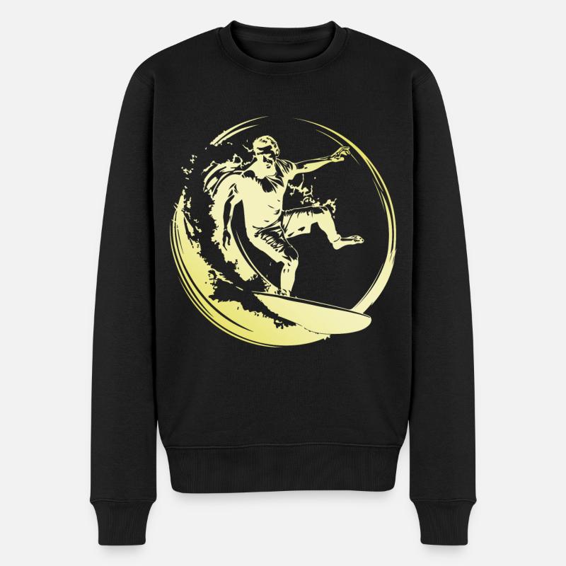 Surfer Mann - Männer Premium Bio Pullover - Schwarz