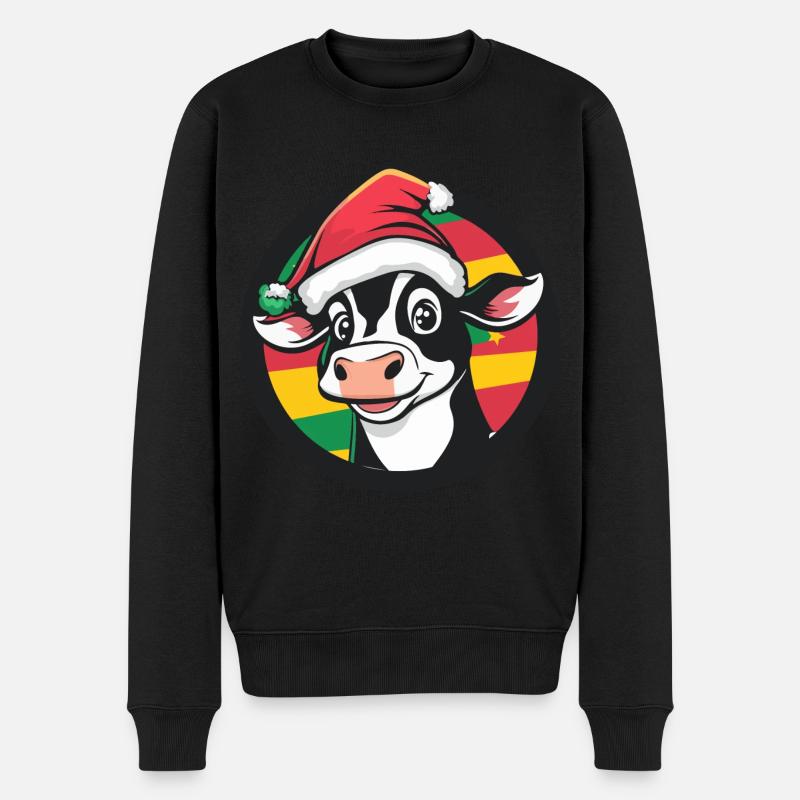 Kuh Weihnachten X-Mas - Männer Premium Bio Pullover - Schwarz