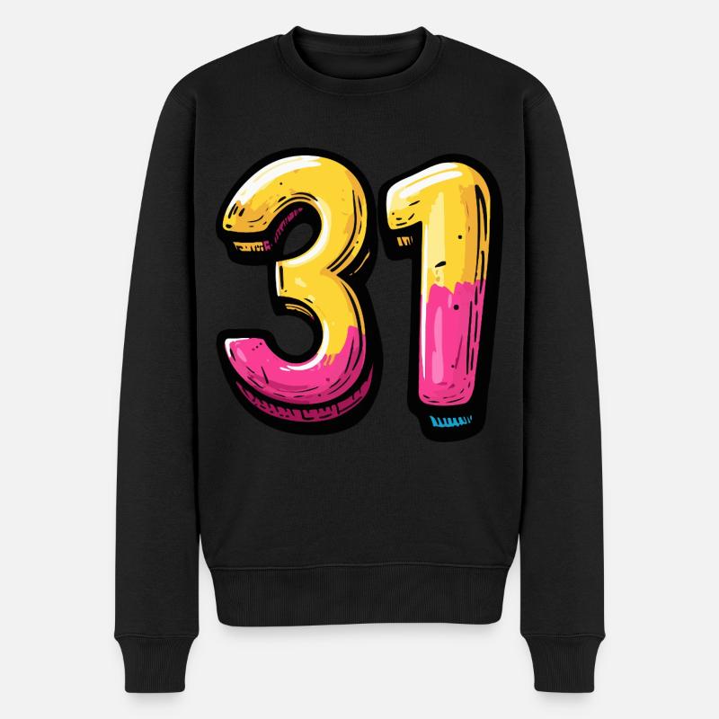 31 Zahl Bunt - Männer Premium Bio Pullover - Schwarz