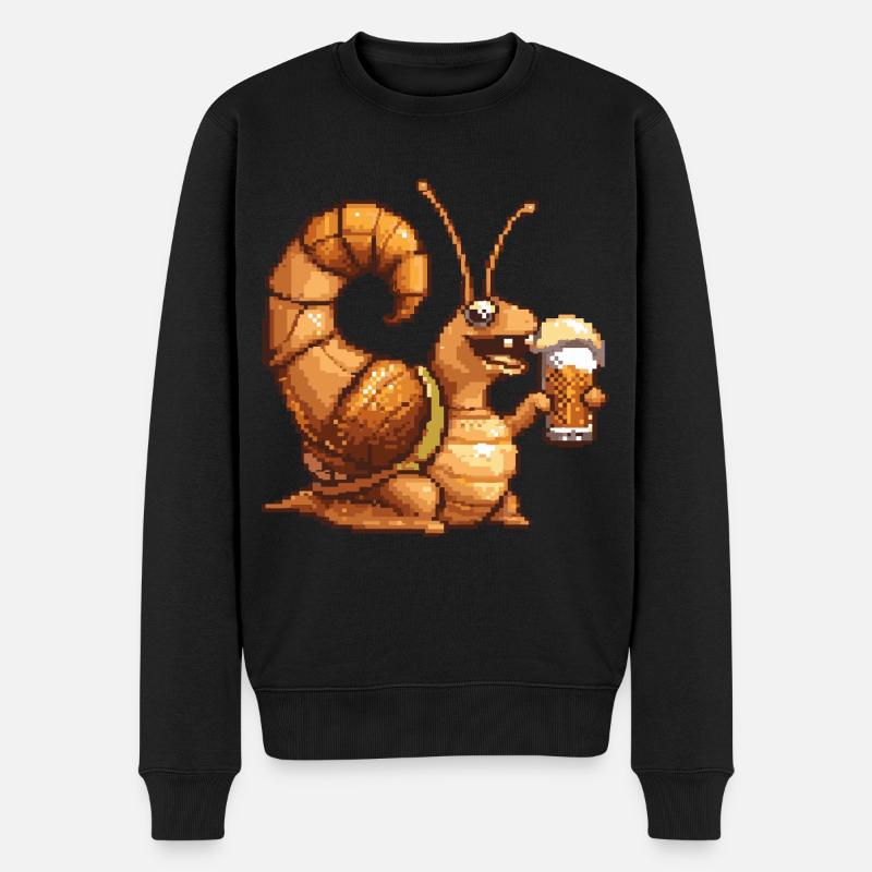 Escargot Pixel Bière - Pull Premium bio Homme - noir