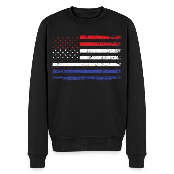 Pays-Bas États-Unis Amérique Drapeau Drapeau Racines Sport - Pull Premium bio Homme - noir - Devant - Nico (187cm)