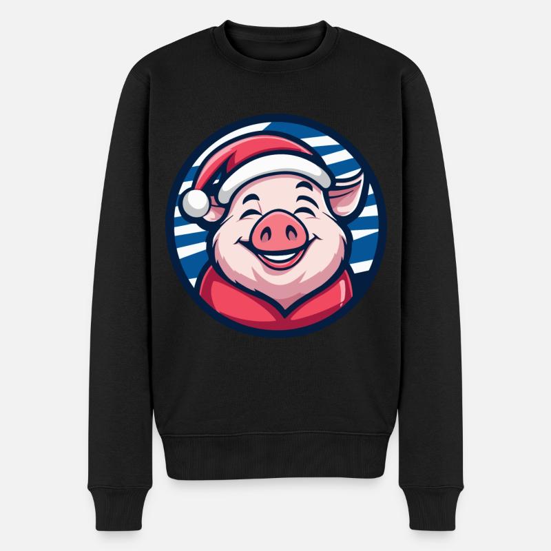 Schwein Weihnachten X-Mas - Männer Premium Bio Pullover - Schwarz