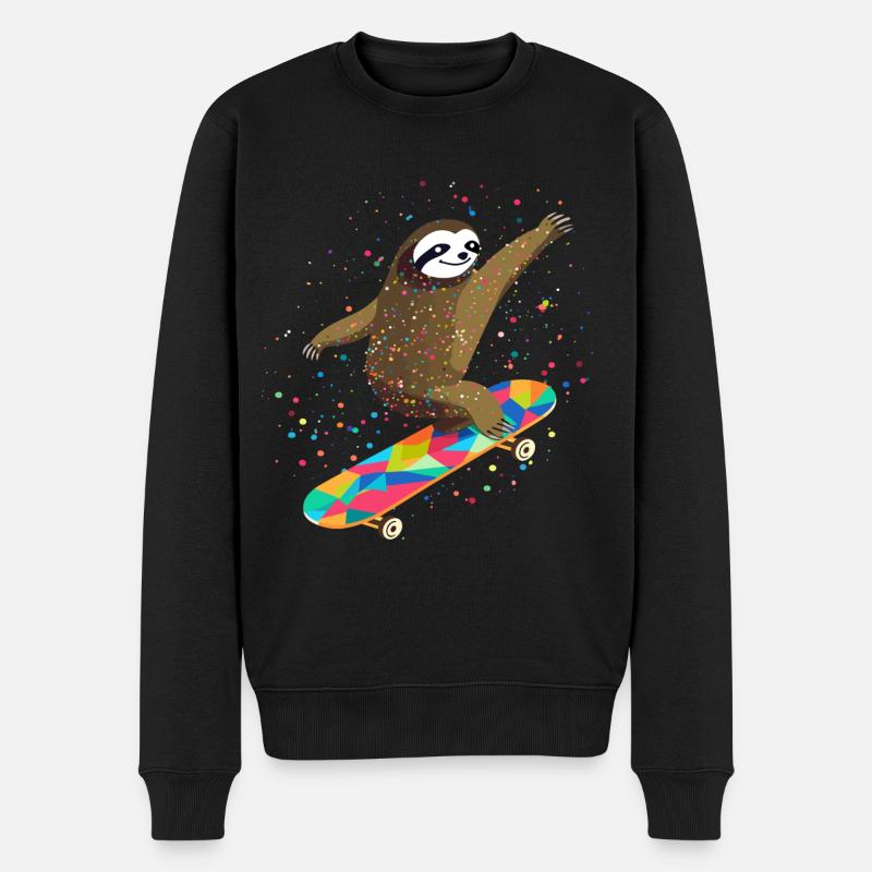 Skateboarding Faultier für Skaters - Männer Premium Bio Pullover - Schwarz