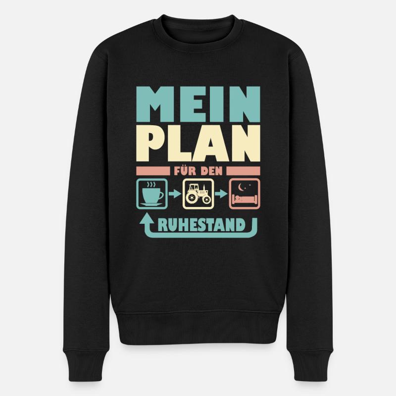 Rentner Rente Traktor Spruch für Landwirt Bauern - Männer Premium Bio Pullover - Schwarz
