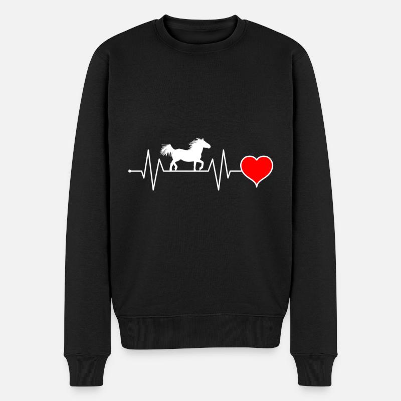 Noriker Kaltblüter Pferd Herzschlag - Männer Premium Bio Pullover - Schwarz