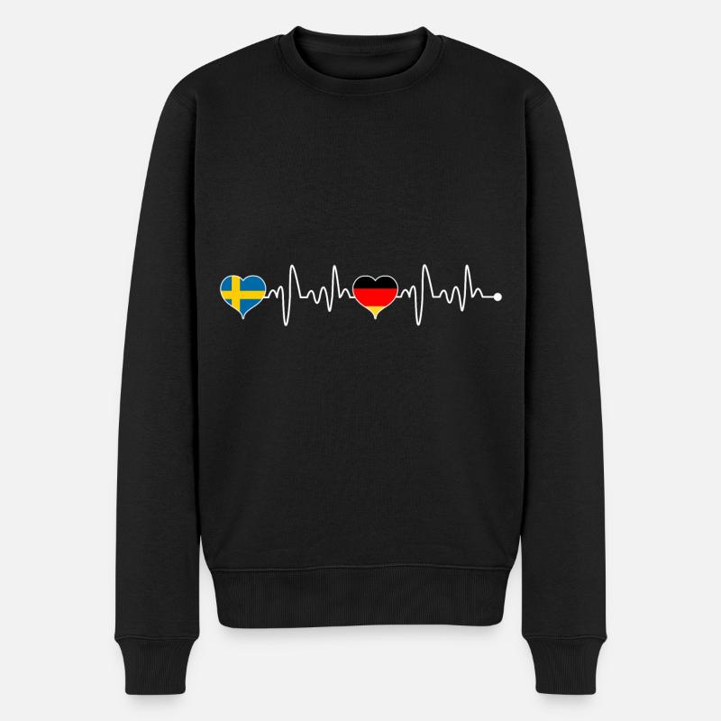 Schweden Schwedische Deutschland Herzschlag Flagge - Männer Premium Bio Pullover - Schwarz